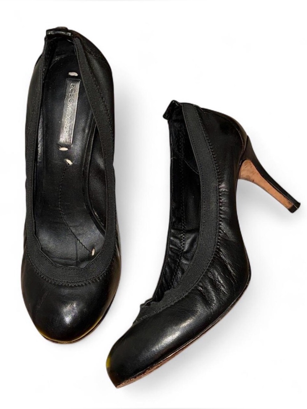 BCBGMaxAzria Black All Leather Round-Toe Ballet Pump Heels Sz 40 US 10